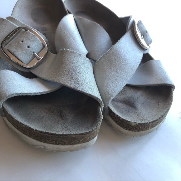 Birkenstock Big Buckle Silver Slide On Sandals 40 - Picture 8 of 12